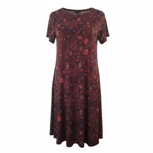 LuLaRoe CARLY High Low Dress Red Short Sleeve Scoop Neck Womens Size S
